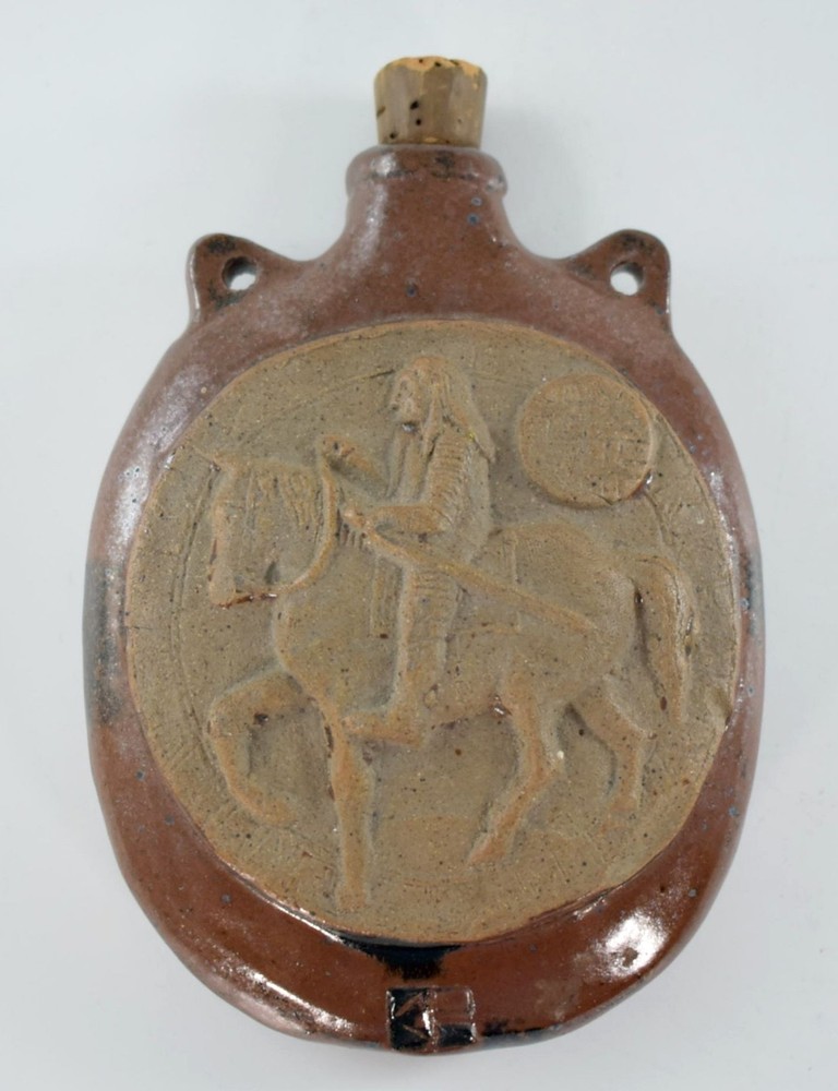 VINTAGE SALT GLAZE PILGRIM FLASK