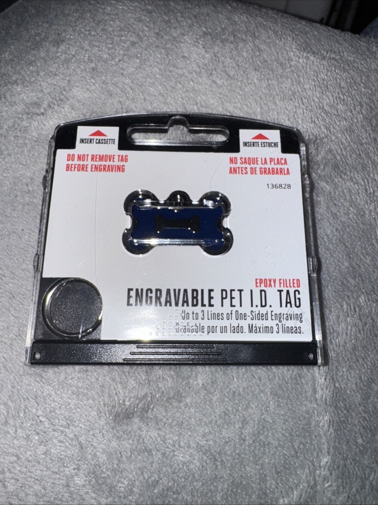 Epoxy Filled ENGRAVABLE PET I.D. TAG - BLUE DOG BONE