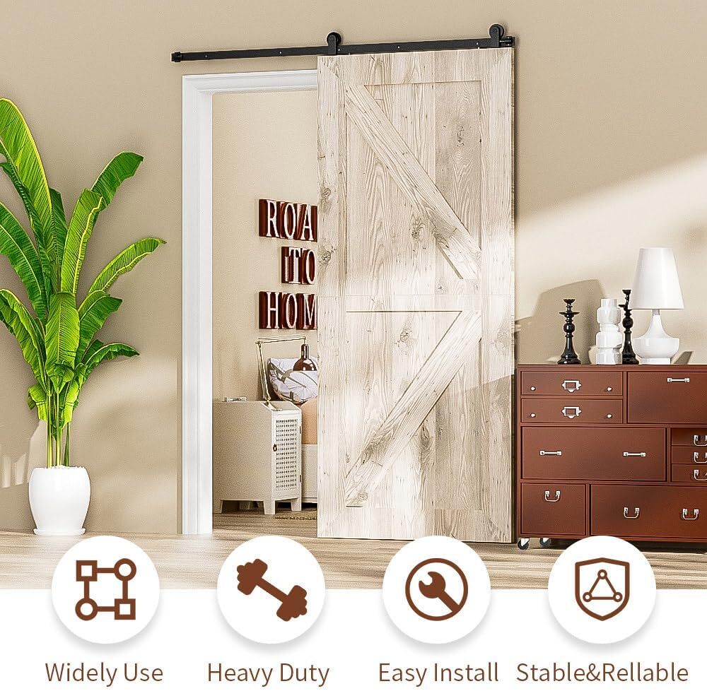 4FT-20FT Sliding Barn Door Hardware Track Single/Double Doors Kit,Closet/Kitchen