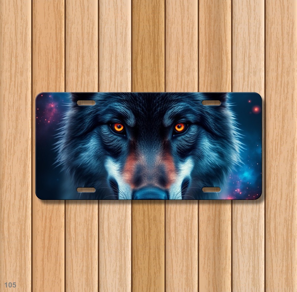Hyperrealistic Wolf License Plate Your Text Vanity Plate Unique Gift