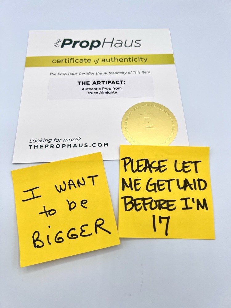 “Bruce Almighty Prayer Sticky Notes – God Prayer Scene Prop.” With COA