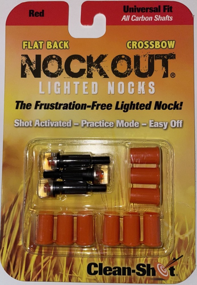 NockOut Lighted Nocks Crossbow Flatback Universal Fit Red 3 Pack