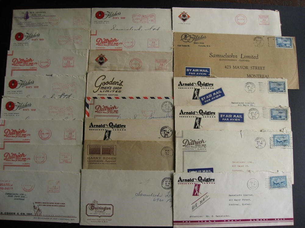 Canada advertising covers 22 mens wear related, duplicates, mixed condition