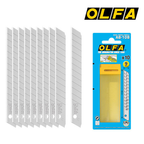 OLFA AB-10B 9mm Standard Duty Blades 10PCS Plastic Case w/ Disposal Container