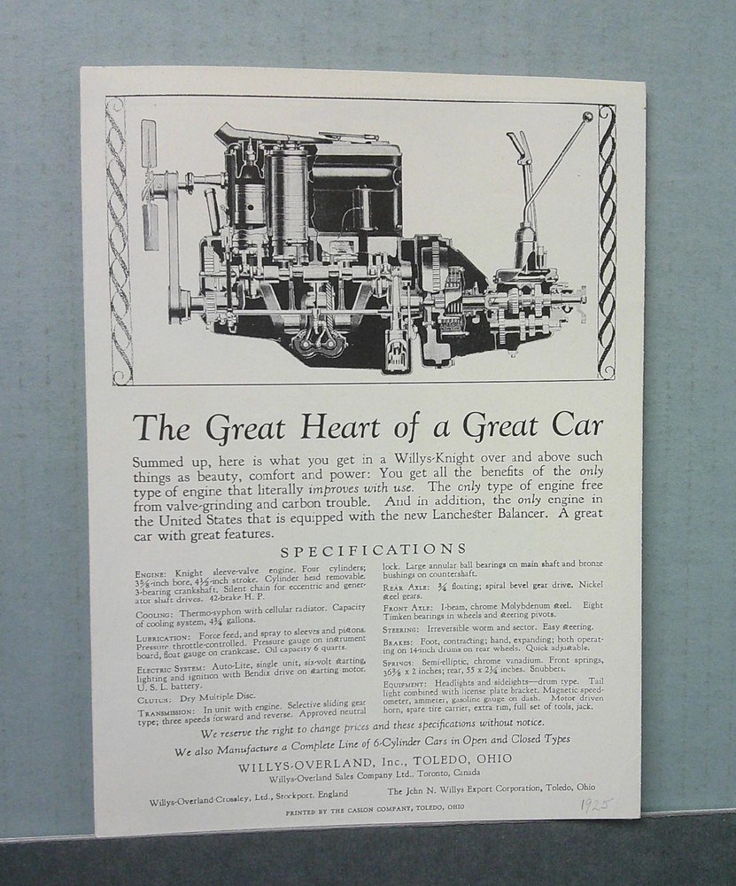 1925 Willys-Knight Sales Folder (Reprint)