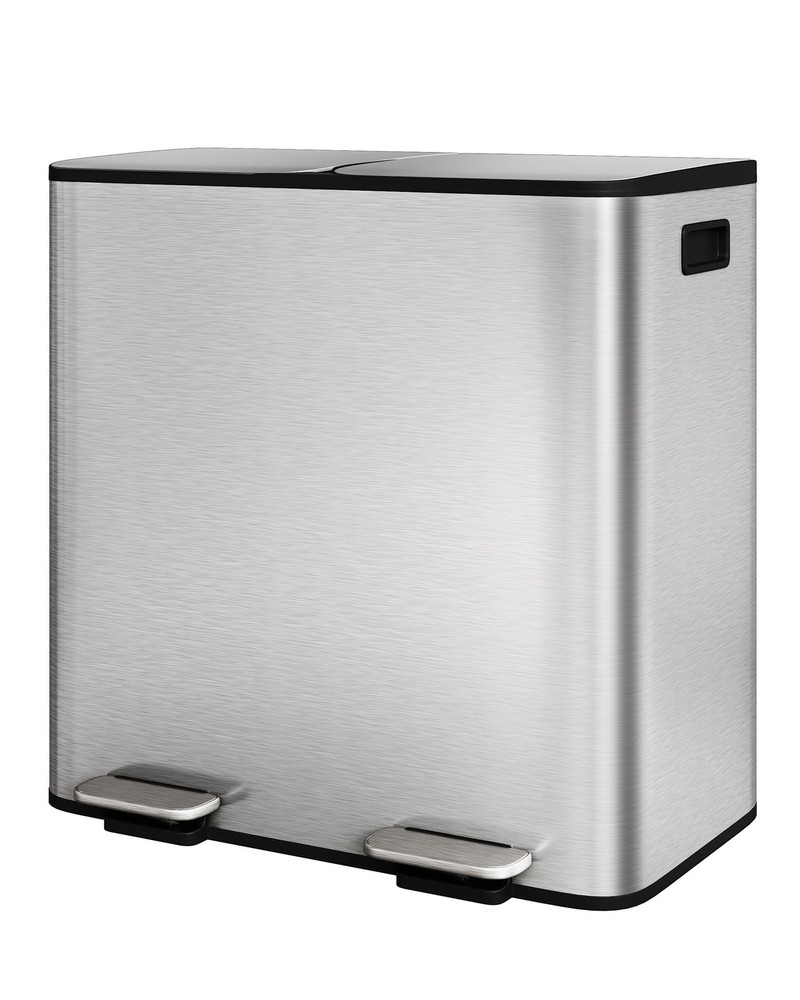 60L/80L Trash Can ,Kitchen Dual Compartment Trash Can ,Step Garbage Bin with Lid
