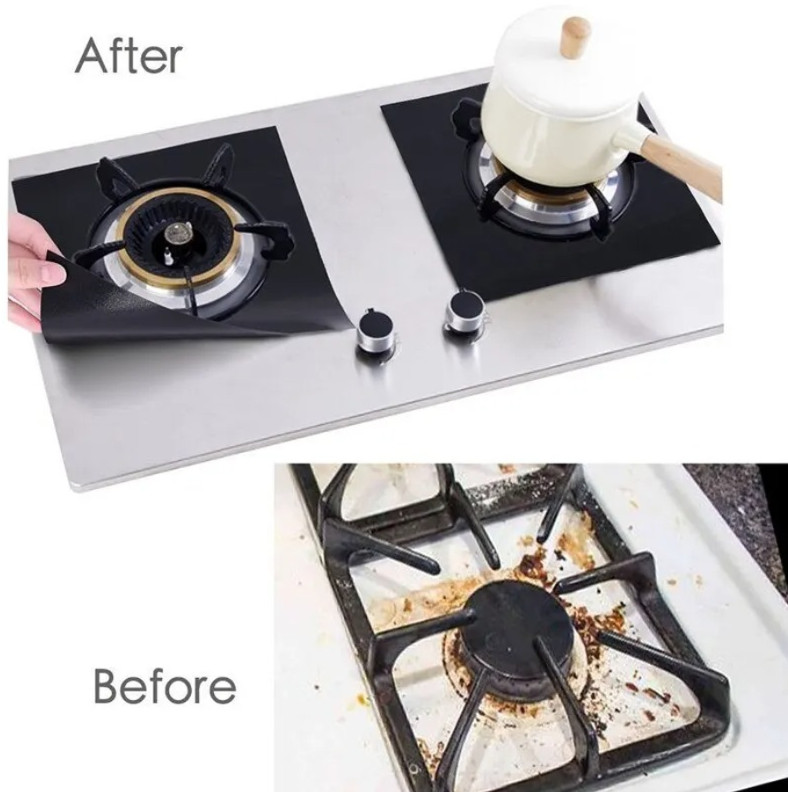 4pcs Gas Stove Protector Pads – Reusable Non-Stick Liner for Kitchen Cookware