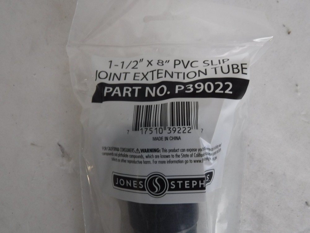 1-1/2 In. X 8 In. Black PVC Slip-Joint Sink Drain Tailpiece Extension Tube