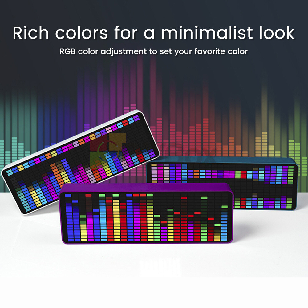 MIC+CABLE Sound Level Meter Clock LED Audio Display Music Spectrum Visualizer