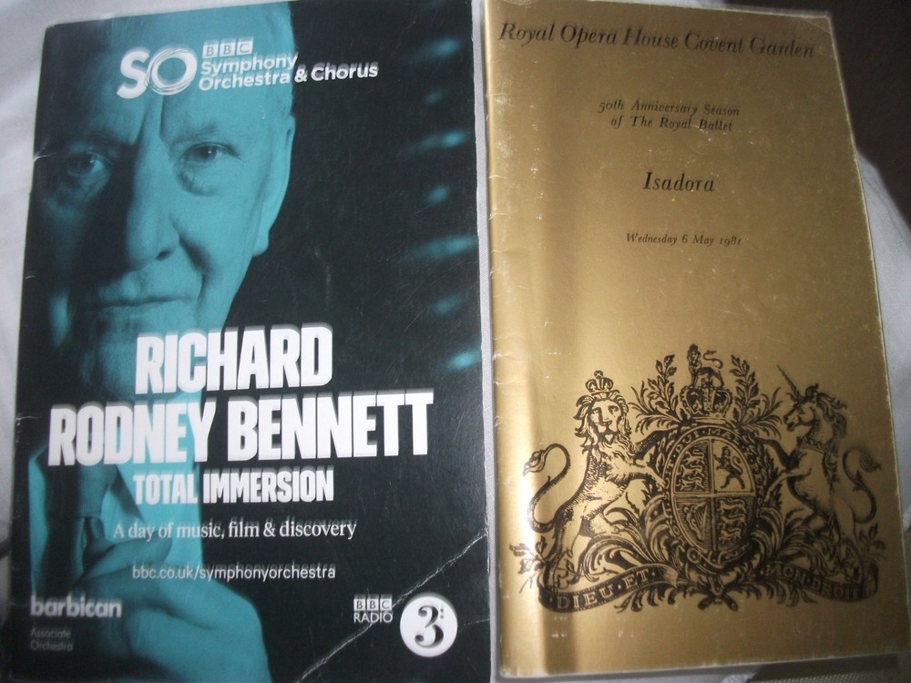 RICHARD RODNEY BENNETT   2 COCNERT PROGRAMMES inc ISADORA BALLET