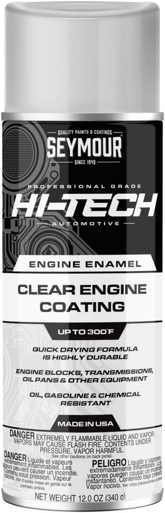 Hi-Tech Engine Spray Paint Gloss Clear 12 oz Heat Resistant Durable Coating