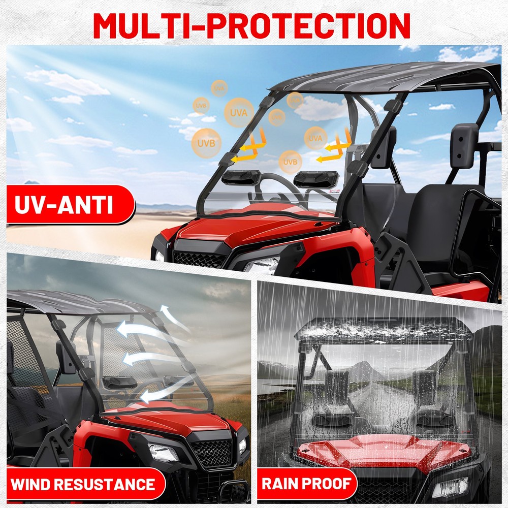 Front Windshield Scratch-resistant Vent Window for Honda pioneer 500 520