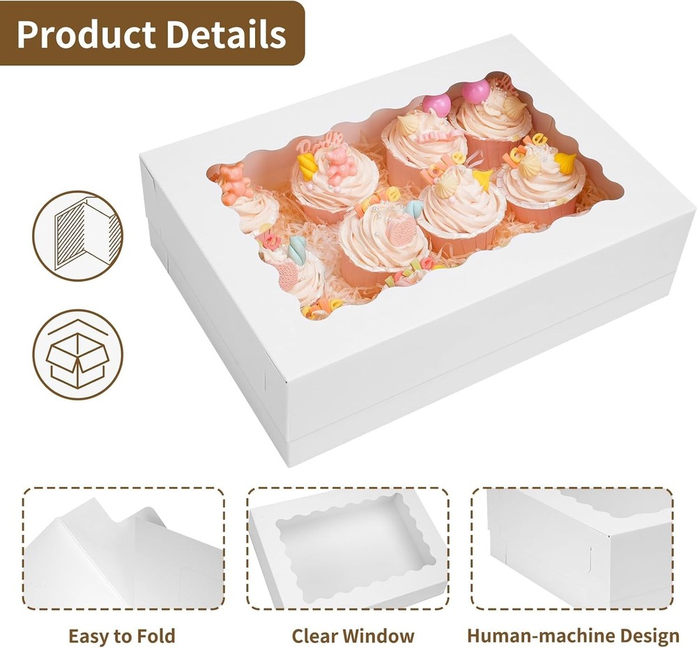 Moretoes 10pcs 14x10x4in Sheet Cake Boxes White Rectangle Bakery