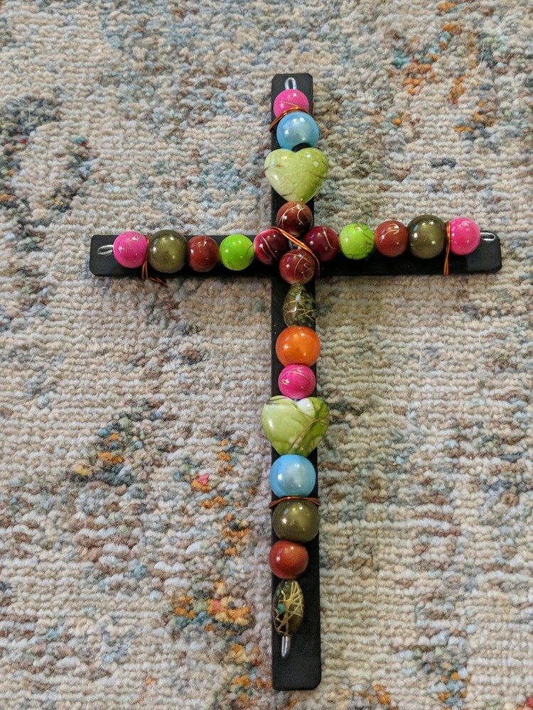 6.5" Tall Multicolor Beaded Wall Cross