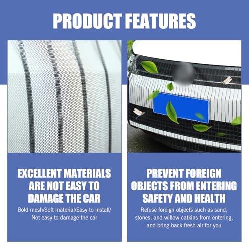 2 PCS Car Grille Net, Reusable Engine Air Intake Protective Net, Foldable
