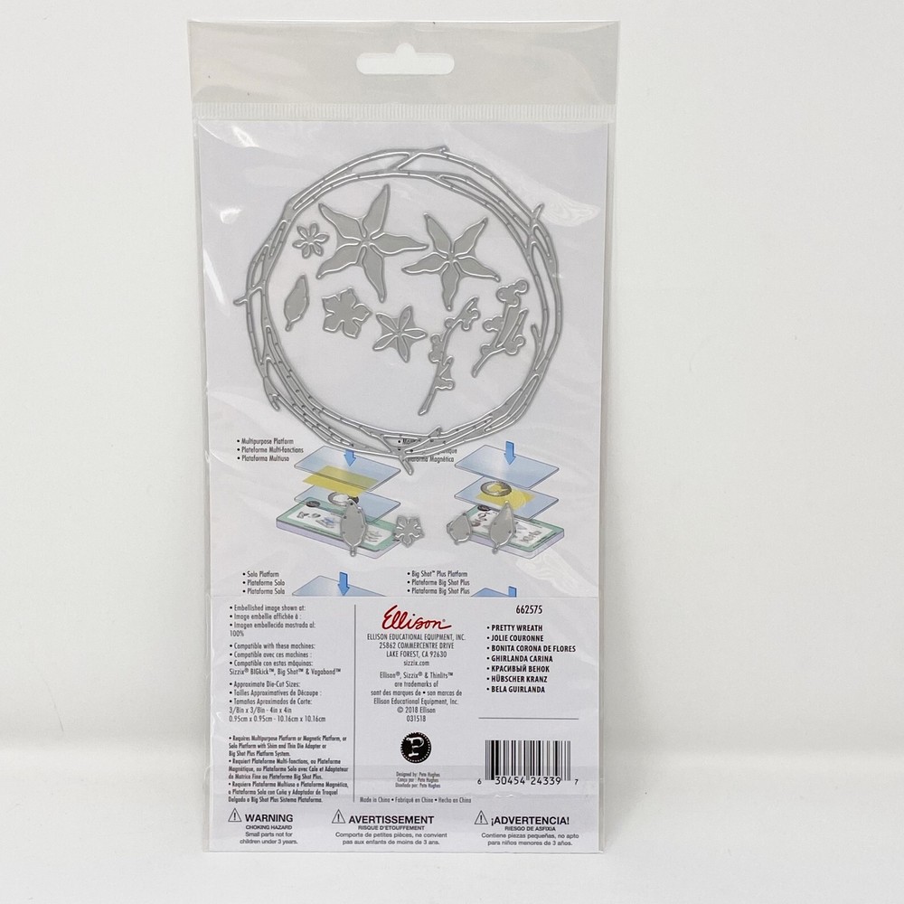 Sizzix Thinlits Pretty Wreath Cutting Dies by Pete Hughes 662575 NEW