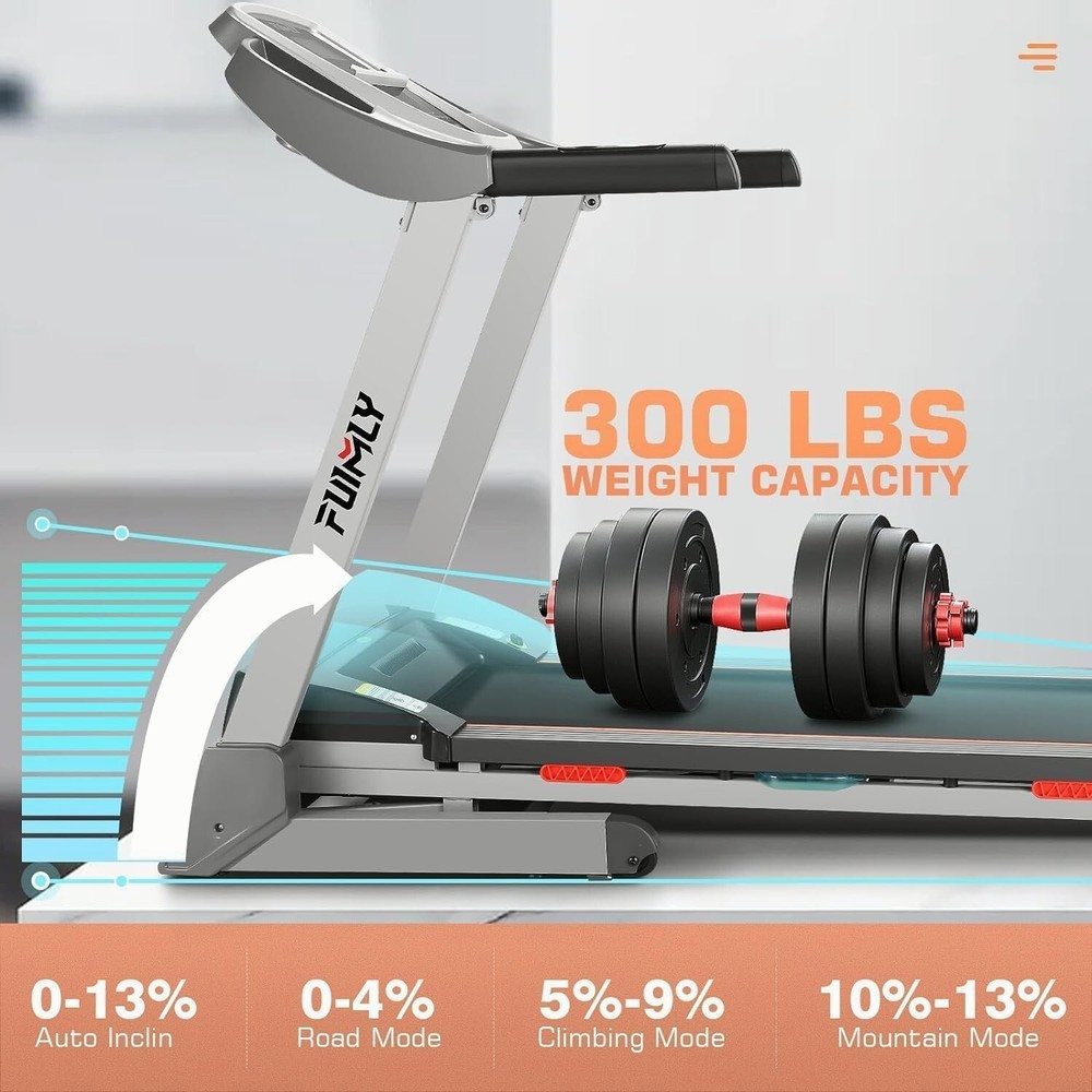 Folding Treadmill Electric with 13% Auto Incline Home Walking Running Machine✔️