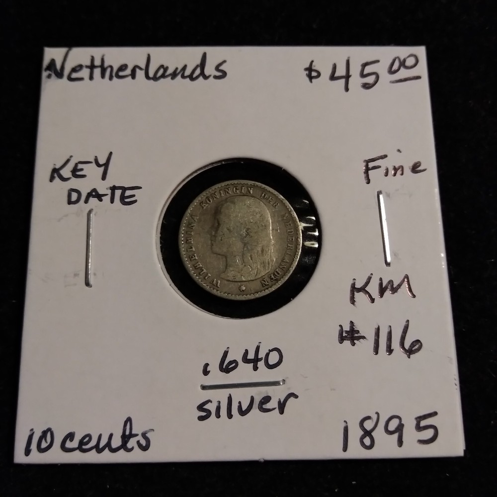 1895 Netherlands 10 Cent Coin