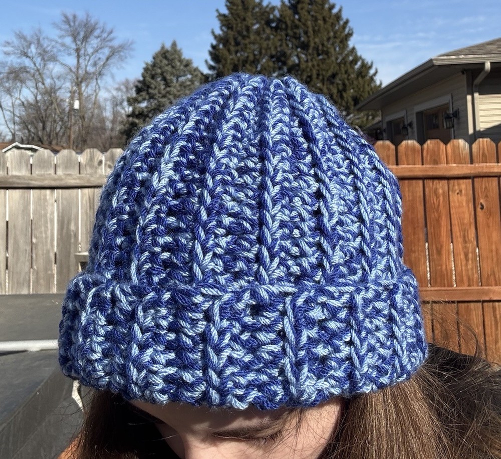 Handmade Crochet Beanie - Royal & Mid Blue