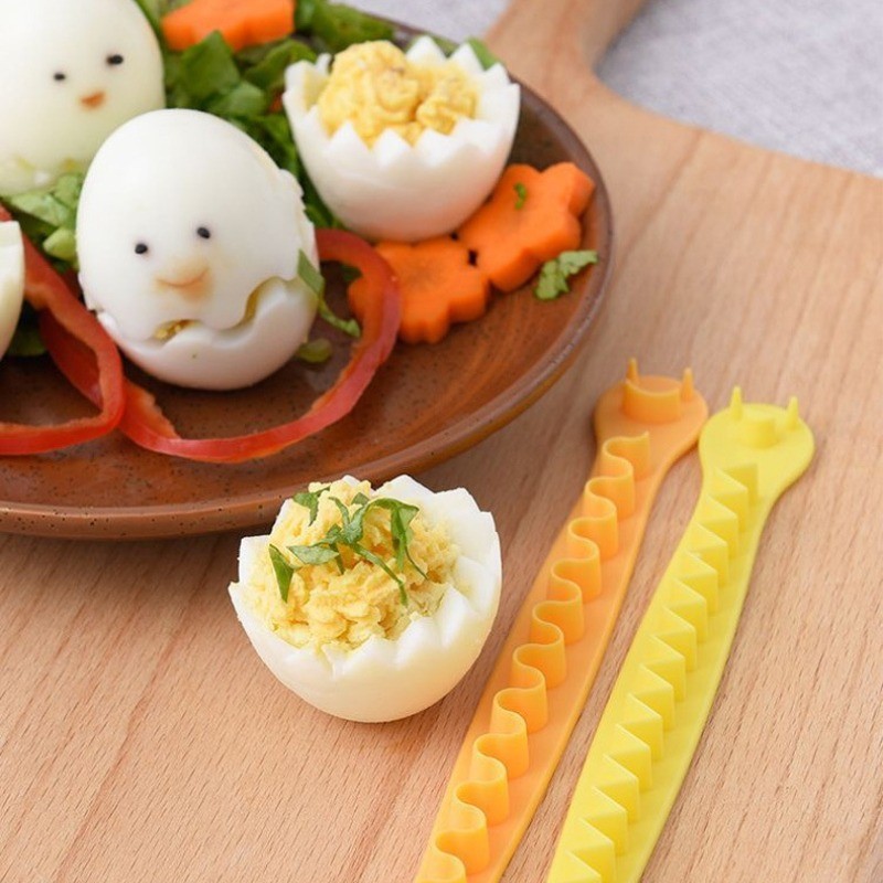 2PC Egg Shaper Mold Egg Cutter Boiled Egg Flower Cutting Half Cutting
