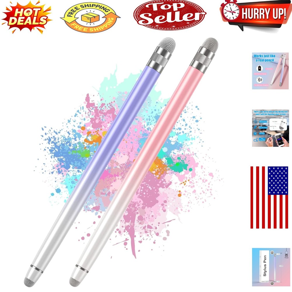 2-Pack Universal Touchscreen Stylus Pens for Precise Writing & Drawing