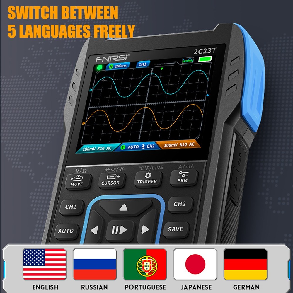 FNIRSI 2C23T Handheld Digital Oscilloscope Multimeter Function Signal Generator.