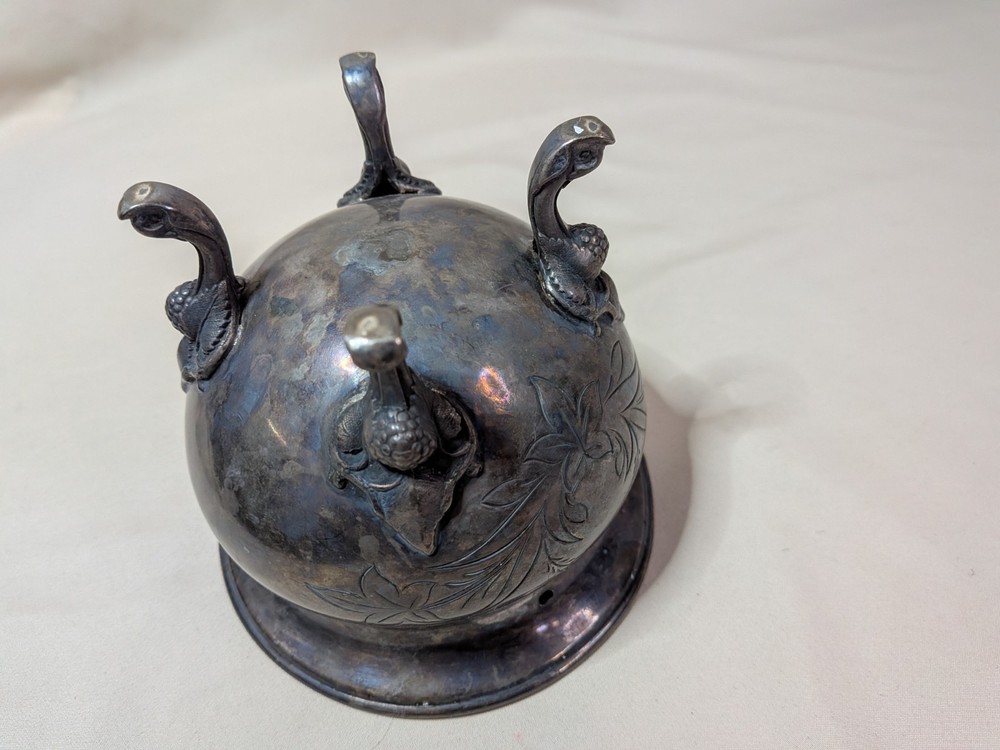 Silver Plate Victorian Floral Salt Cellar - READ
