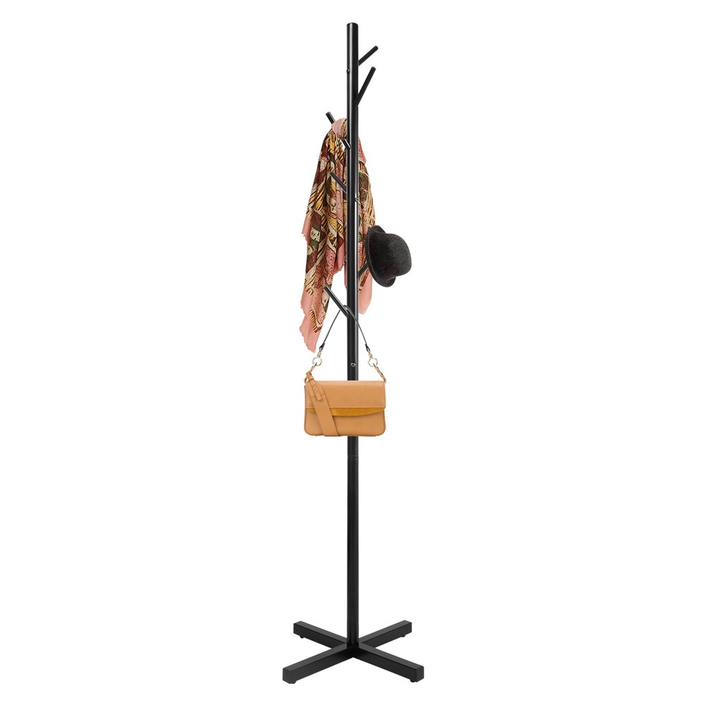 Coat Rack Hat Bag Stand Tree Clothes Hanger Umbrella Holder 7Hooks Organizer
