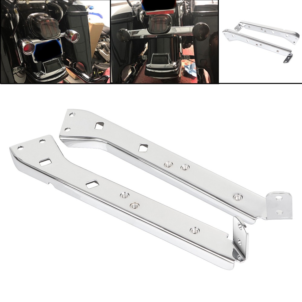 Chrome Left & Right Saddlebag Fender Rail Support Bracket For Harley Tour Glide