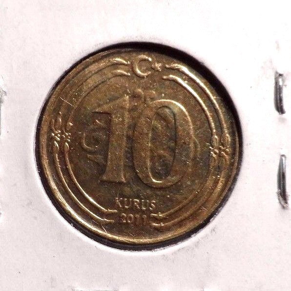 CIRCULATED 2011 10 KURUS TURKEY COIN (60516)!!!