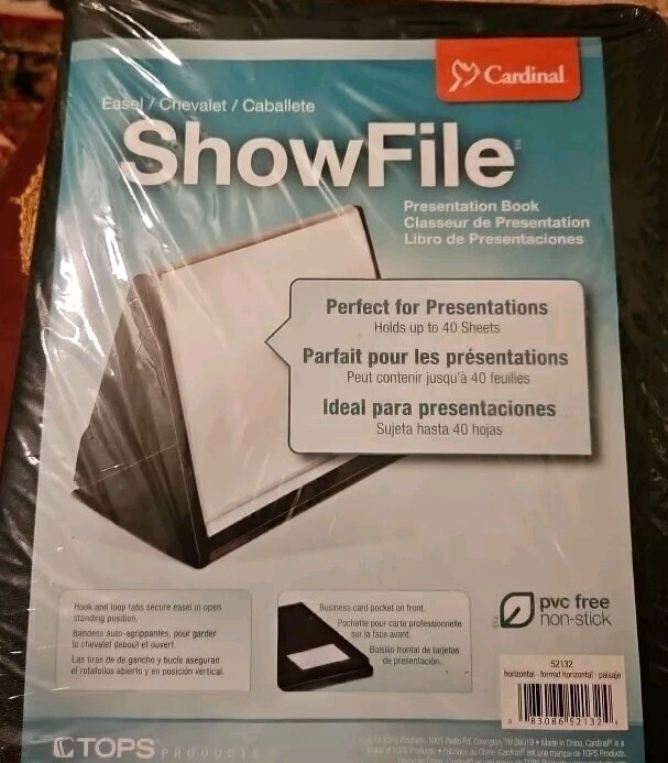 Cardinal 52132 20 Sleeves ShowFile Horizontal Display Easel Black New
