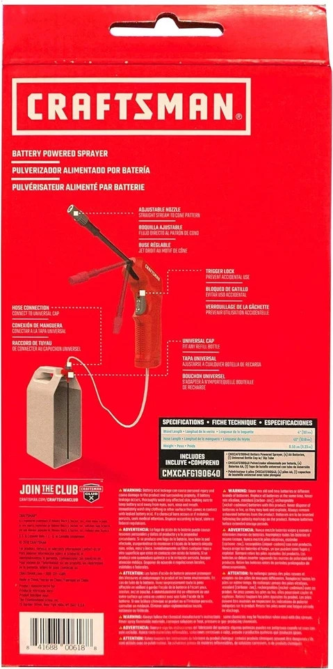 Craftsman Battery Powered Sprayer Wand NEW - Eliminates Pumping