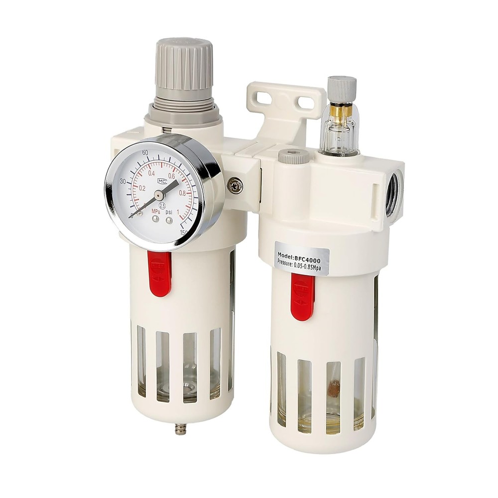 WeiTeng 1/2" NPT Compressed Air Filter Regulator Combo, 5 Micron Brass Filter