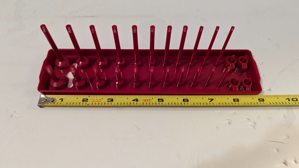 U.S. General Peg Type SAE Socket Tray 3 Piece Red Tool Organization Garage