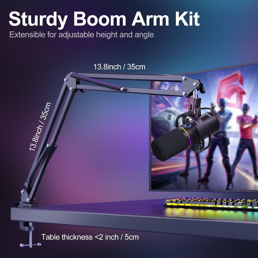 XLR/USB Dynamic Microphone Kit,Podcast Microphone with Boom Arm for Streaming...