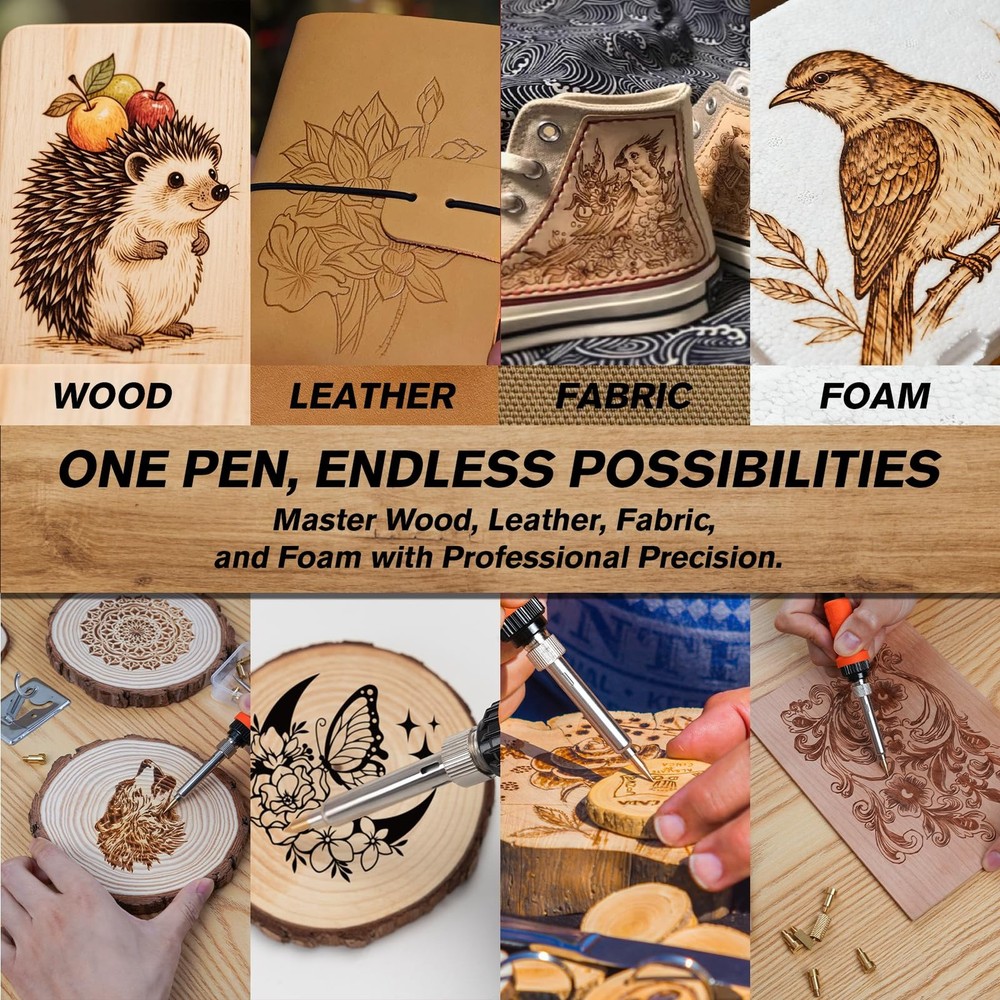 81 PCS Wood Burning Tool Pen Kit Adjustable Temp Beginner Pyrography Craft