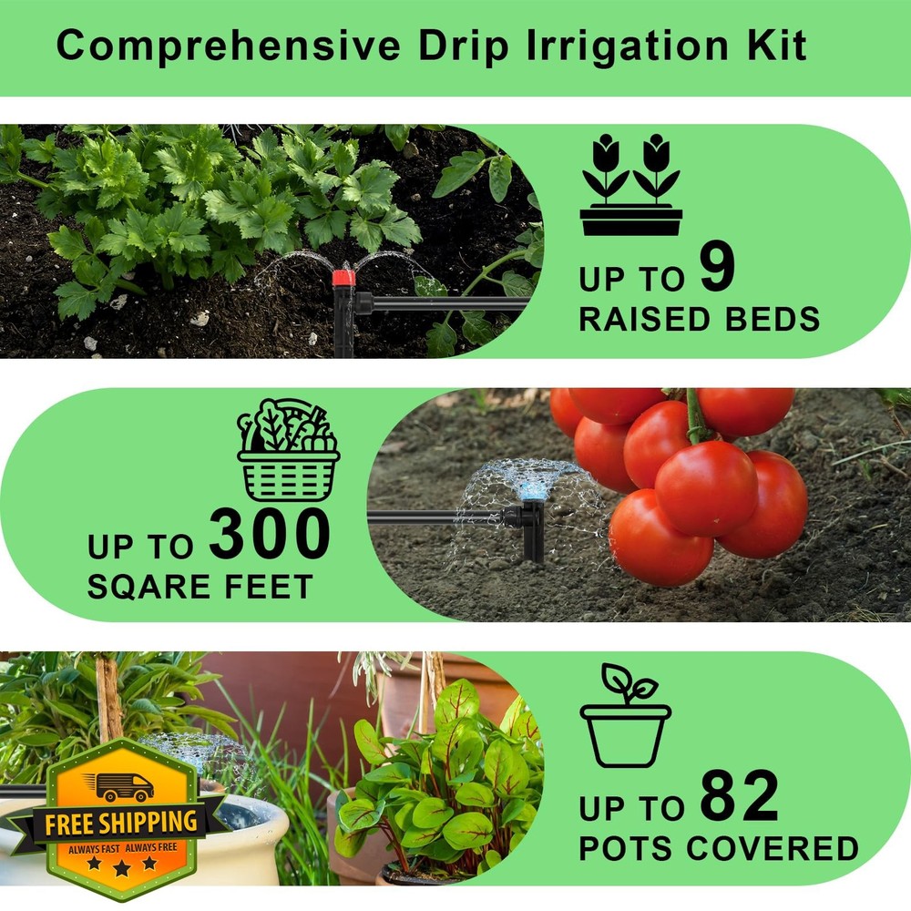 Drip Irrigation System Kit, 48FT Tubing Automatic Watering Mist