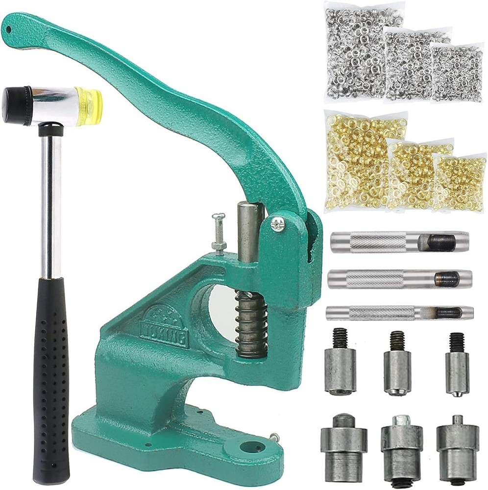 Compact Grommet Press Machine with Rubber Hammer & 3000 Grommets for Projects