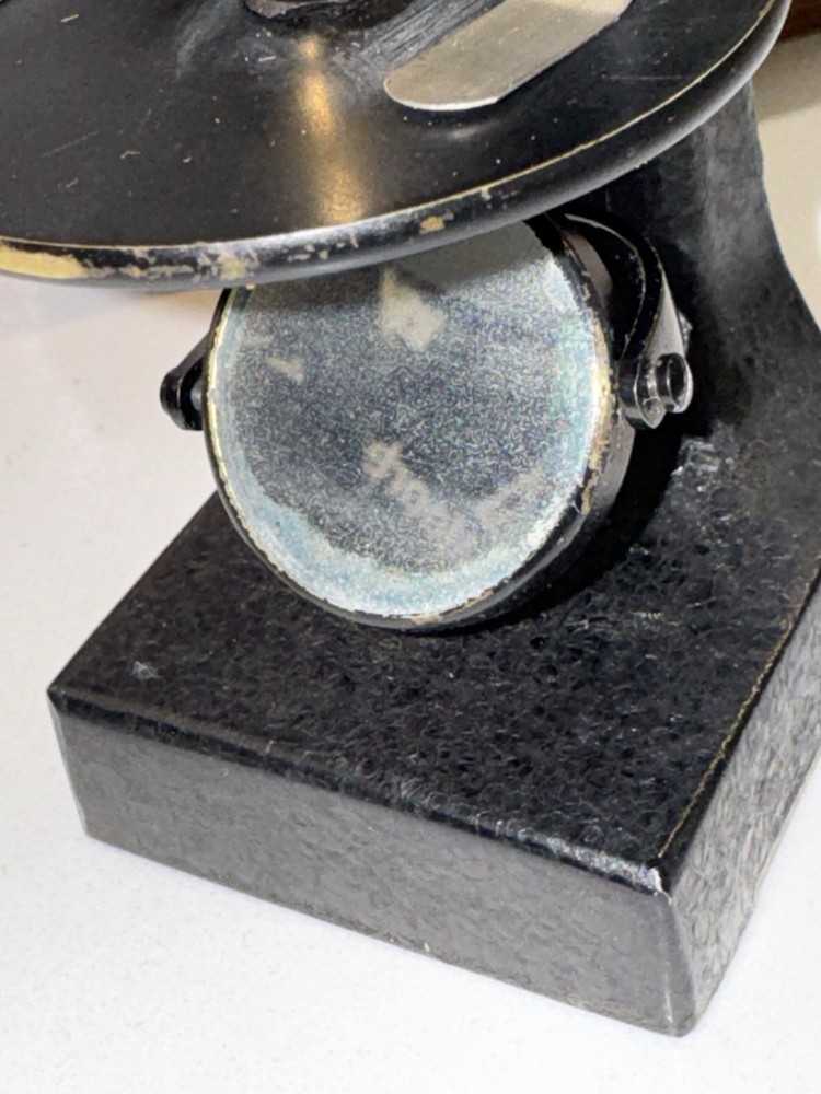 Vintage unbranded cast iron Microscope Germany Brass Black Microskope