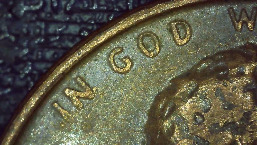 1969 D Lincoln Penny error floating roof, missing FG
