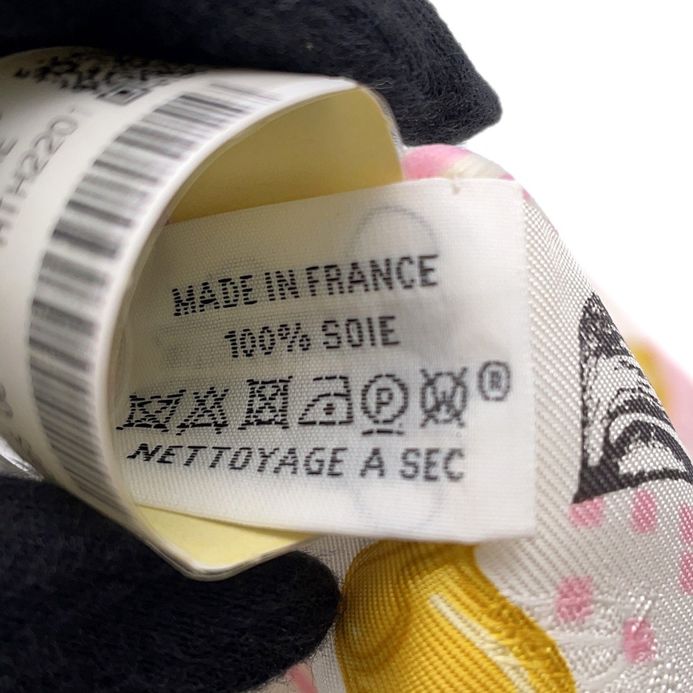 HERMES Twilly Garde Robe Pop Silk100% Blanc/Multicolor