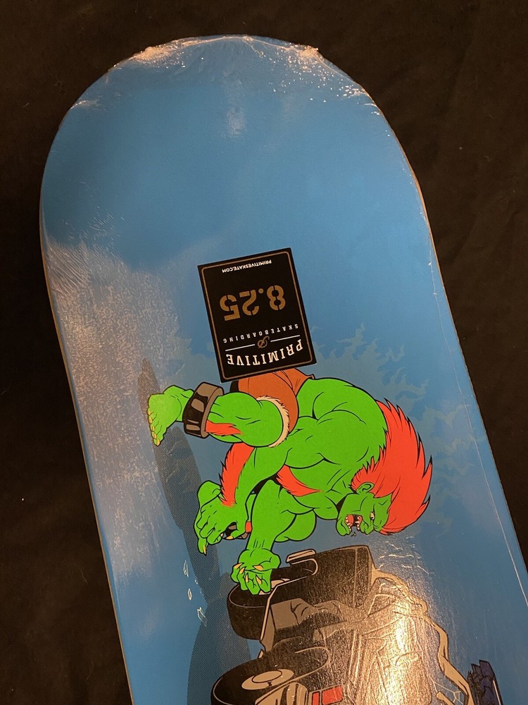 RARE SIGNED Primitive Street Fighter Blanka Skateboard Deck Carlos Ribeiro GITD