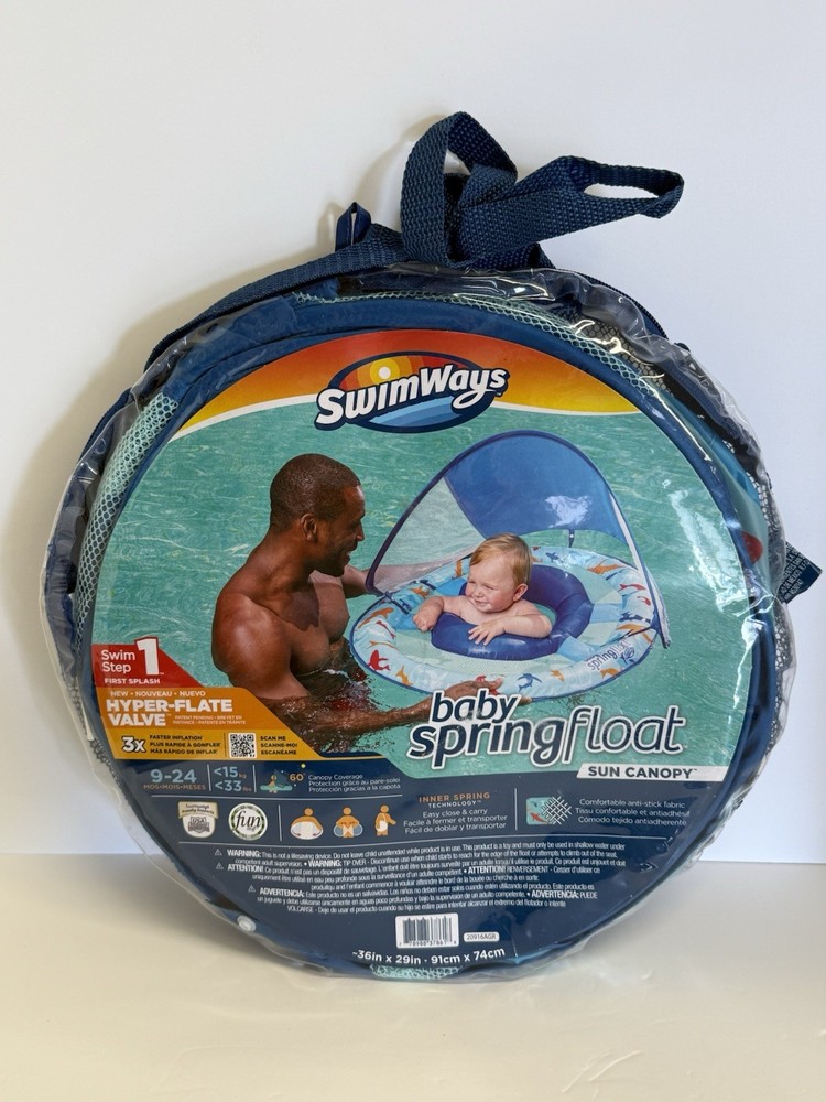 SwimWays Baby Spring Float Sun Canopy Inflatable Pool Float 36in x 29in