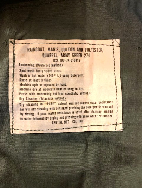 Vietnam War Raincoat Size 36L