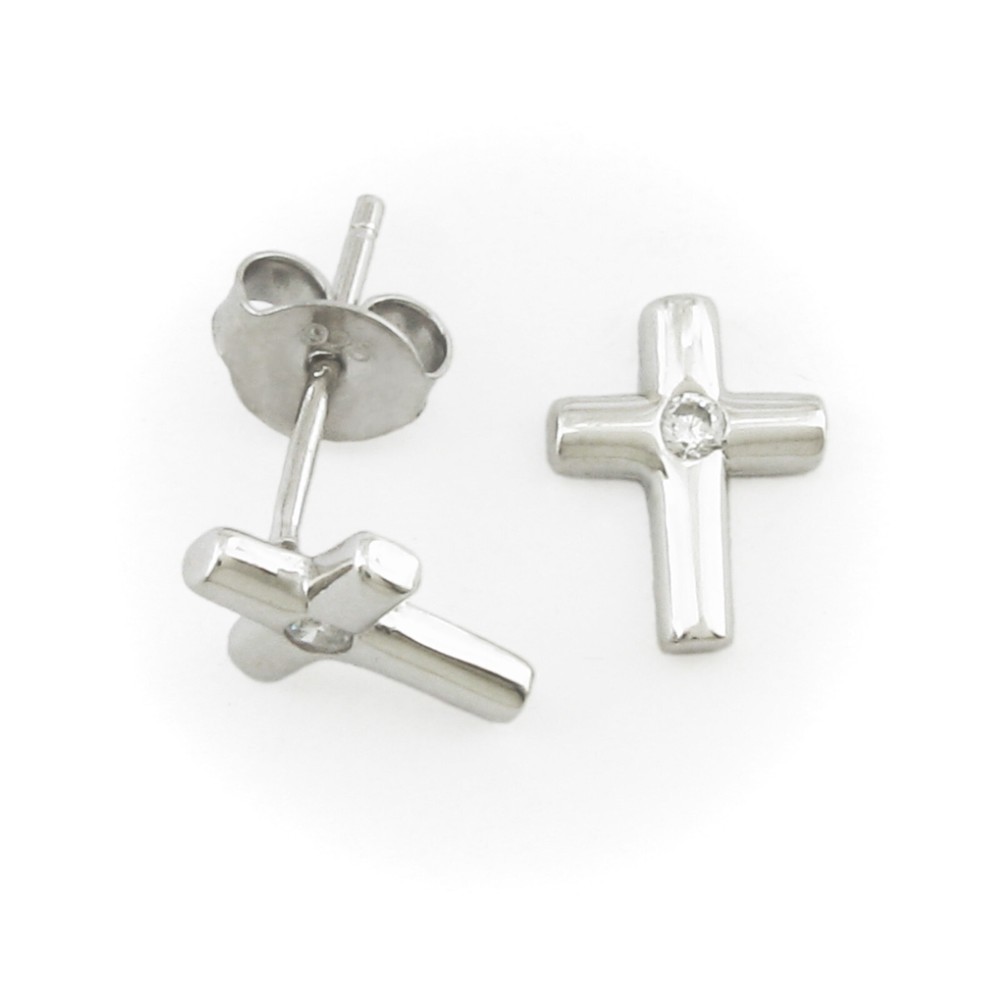 Sparkling 10mm Cross CZ Post Earrings - NEW!