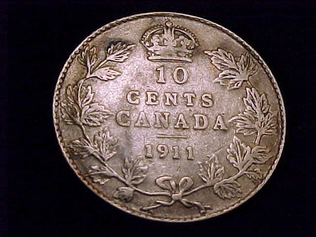 1911 Canada 10 Cent, Fine grade