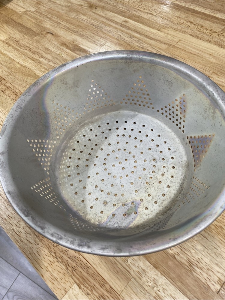 Vintage Colander Sieve Strainer Aluminum 10” Flat Bottom