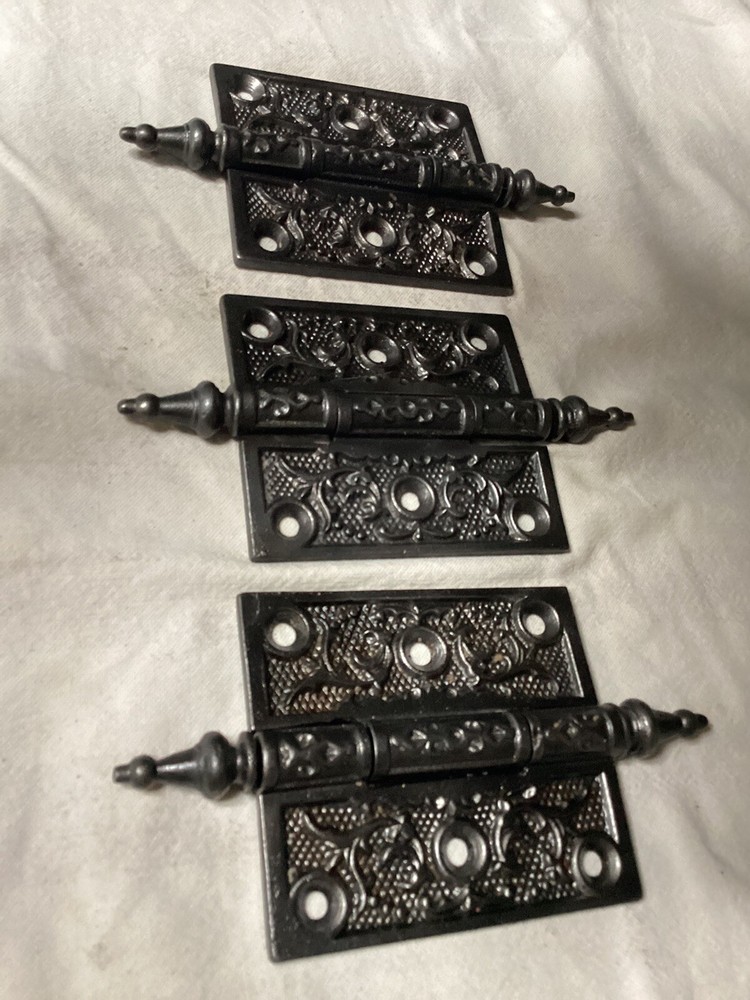 3 Victorian Cast iron hinges