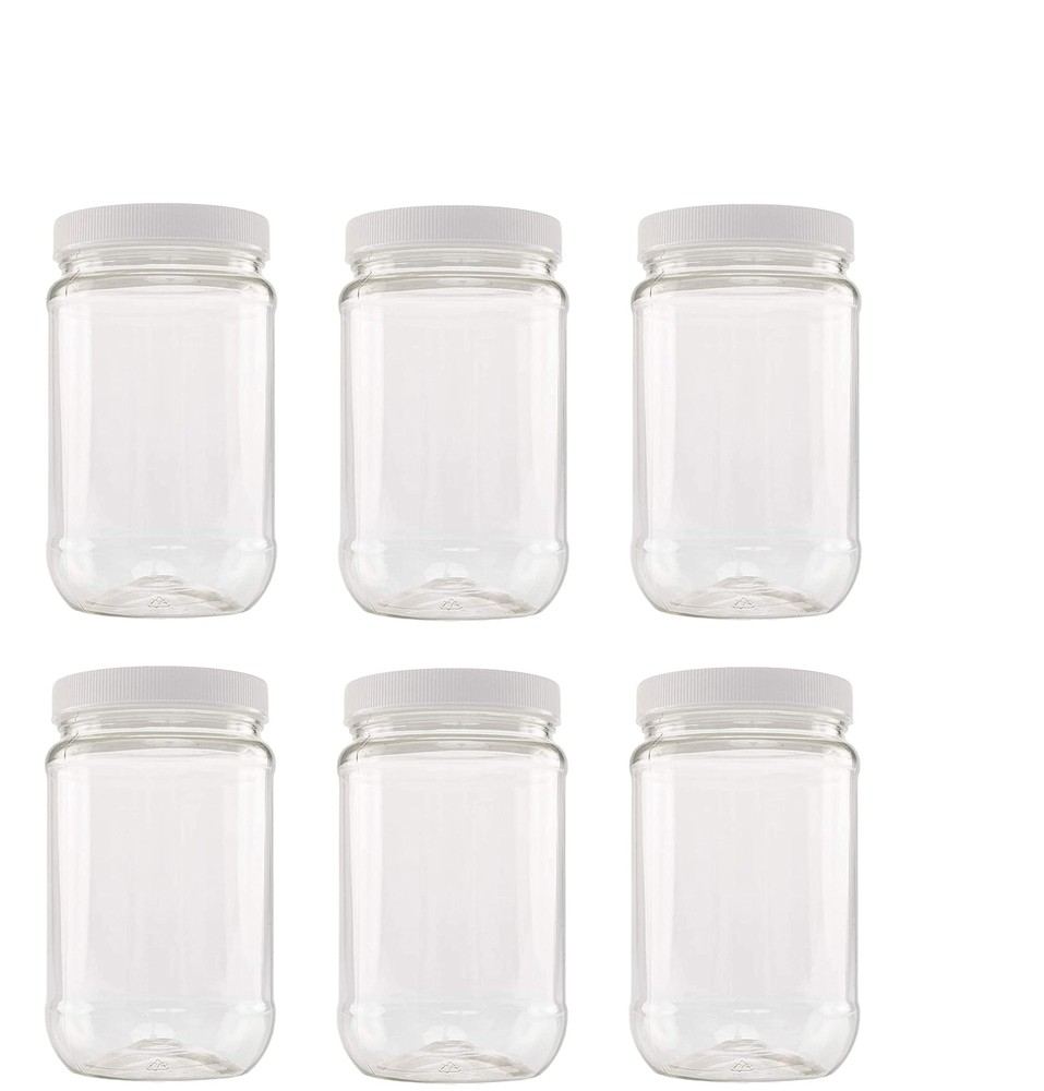 CLEARVIEW 1 Quart Plastic Jar - 6 Pack | Containers and Organization 32 Ounce...