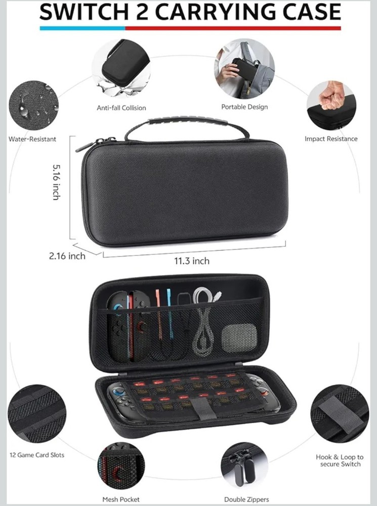 Nintendo Switch 2 Gift Accessory Bundle 16-in-1 Kit, Case Mario BINBOK VR SW001